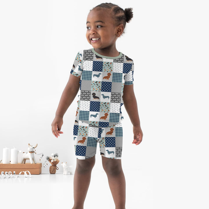 Playful Dachshund Delight Two Piece Short Sleeve Shorts Pajama Set