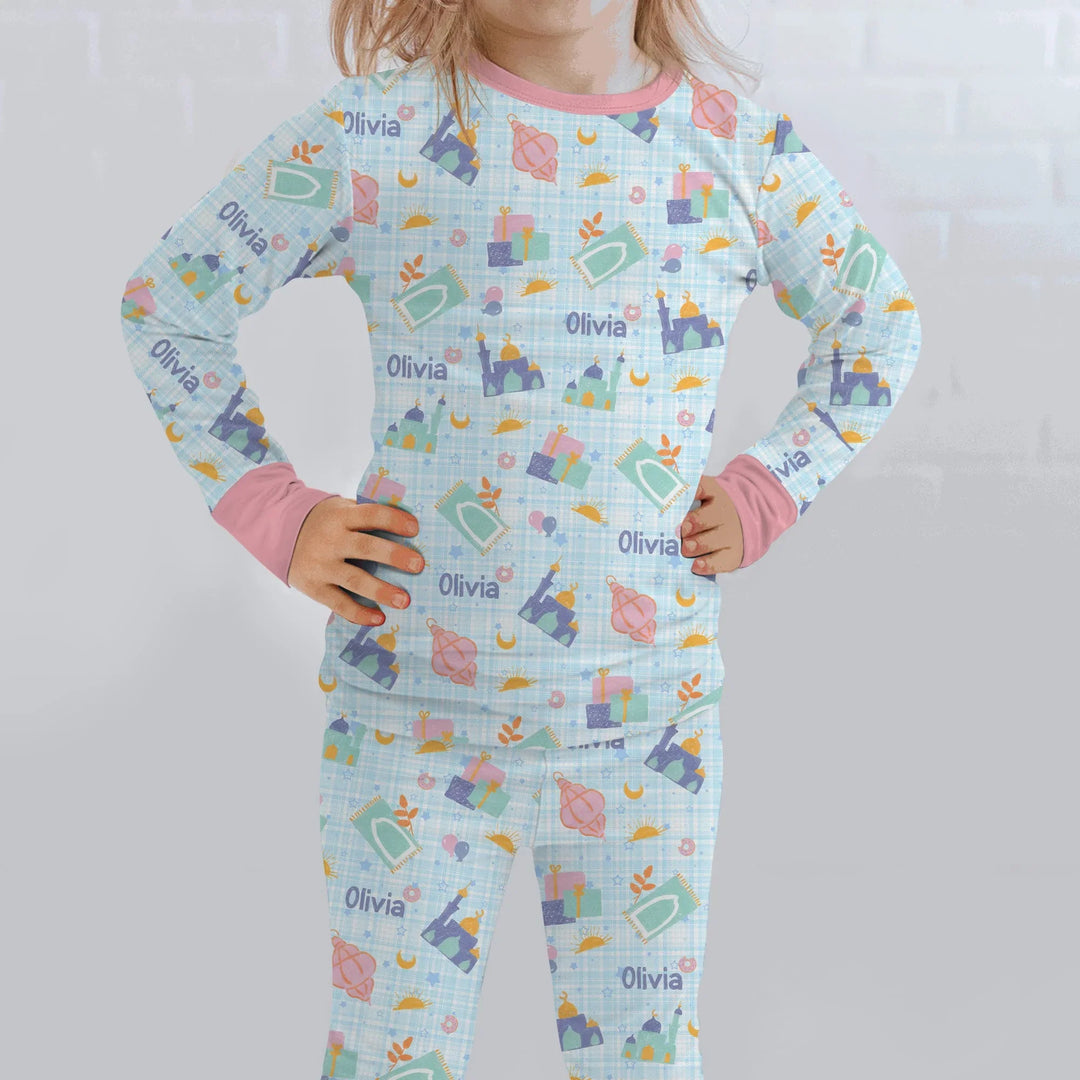 Zweiteiliges Langarm-Pyjama-Set mit Sommerfrüchten