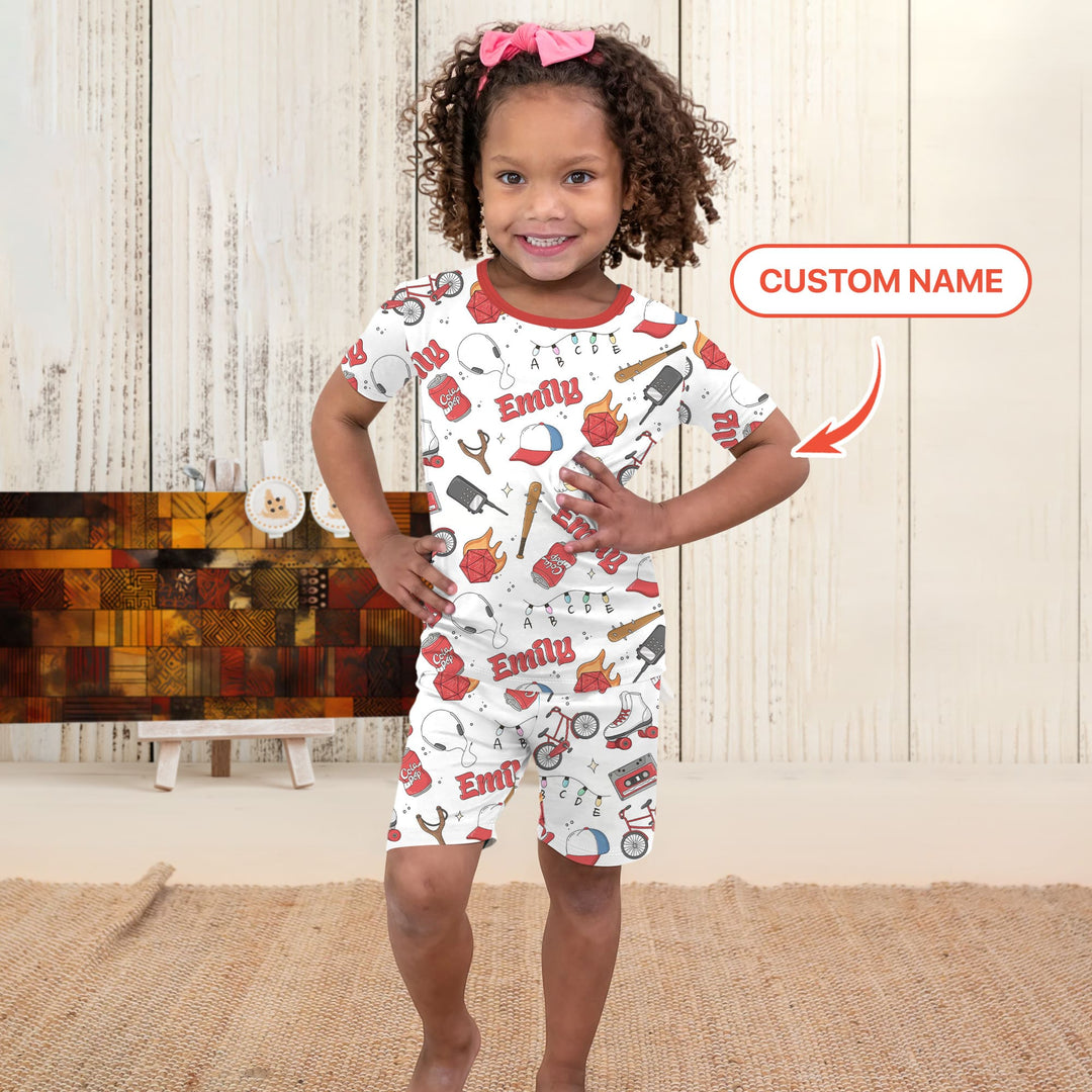 Custom Name Kids Adventure Two Piece Short Sleeve Shorts Pajama Set