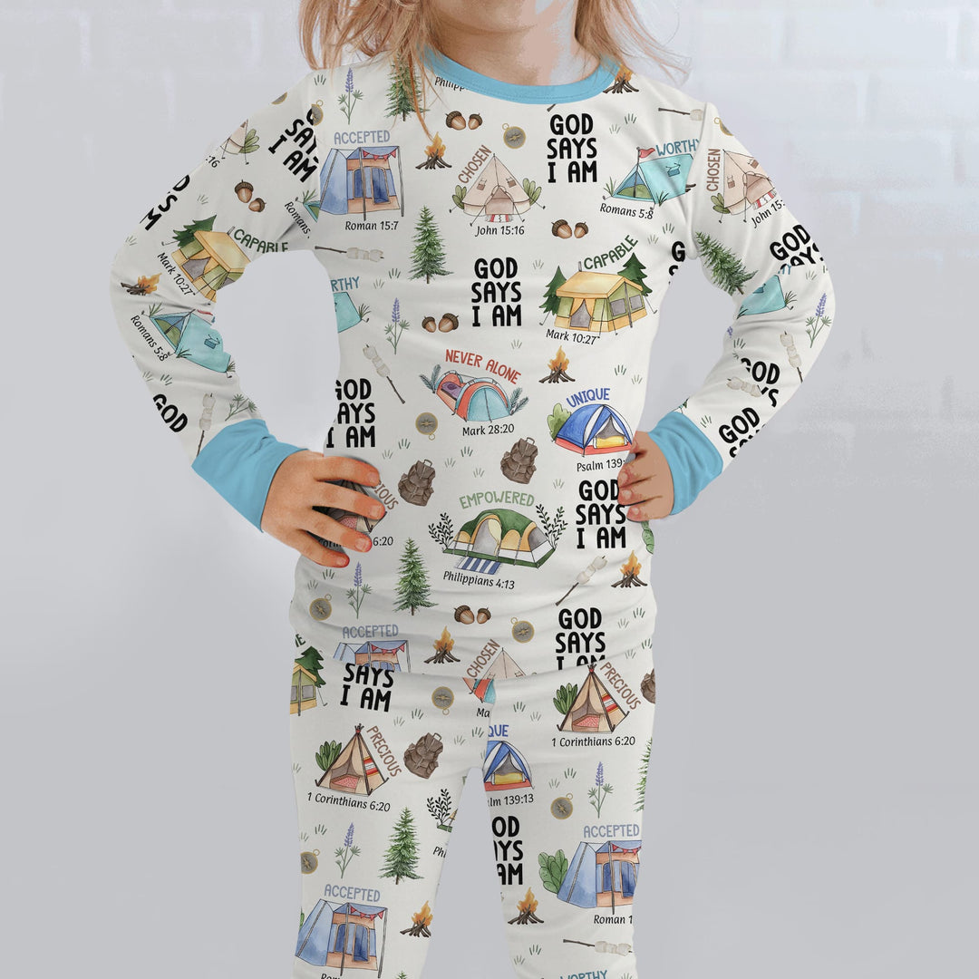 God Says I Am – Adventure Affirmations Two Piece Long Sleeve Pajama Set