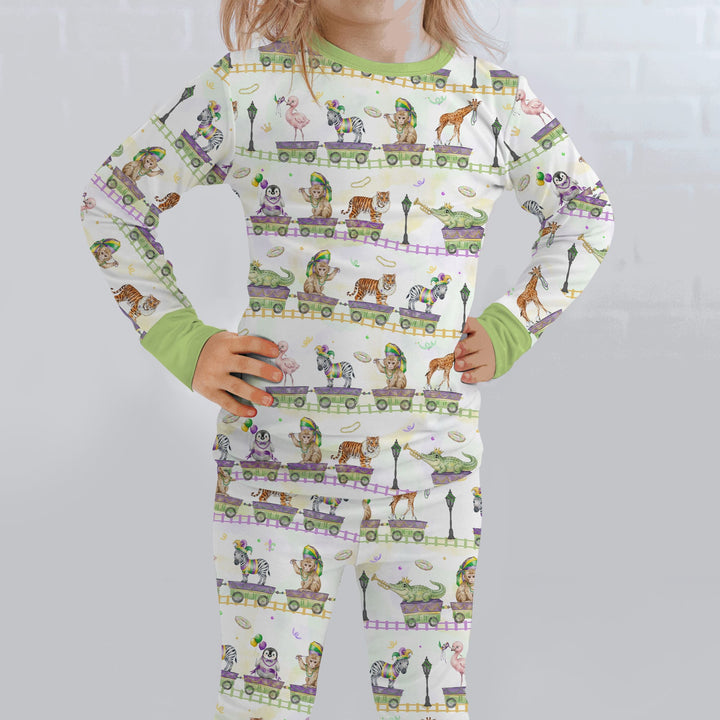 Mardi Gras Jungle Krewe Two Piece Long Sleeve Pajama Set