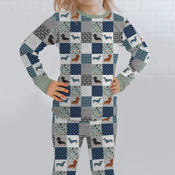 Playful Dachshund Delight Two Piece Long Sleeve Pajama Set