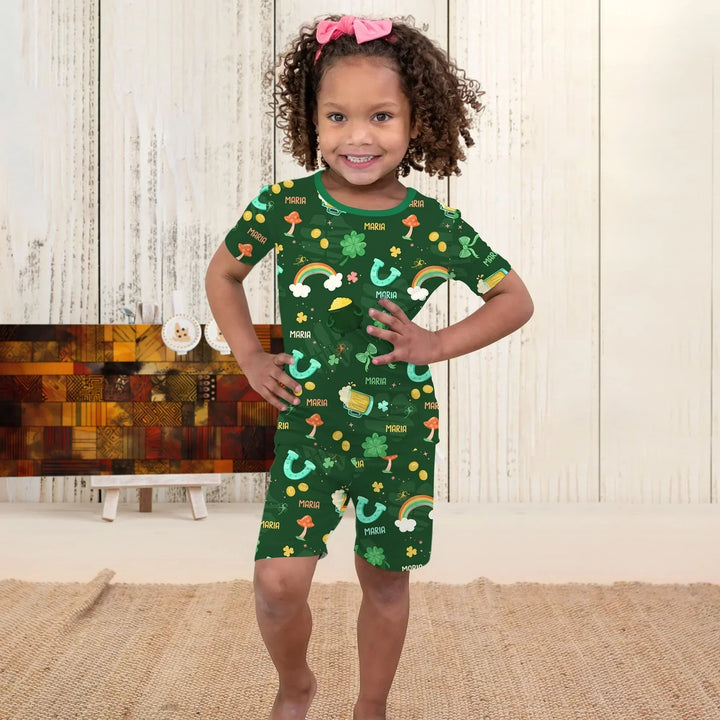 Zweiteiliges Pyjama-Set mit kurzen Ärmeln und Shorts im Sommer-Design