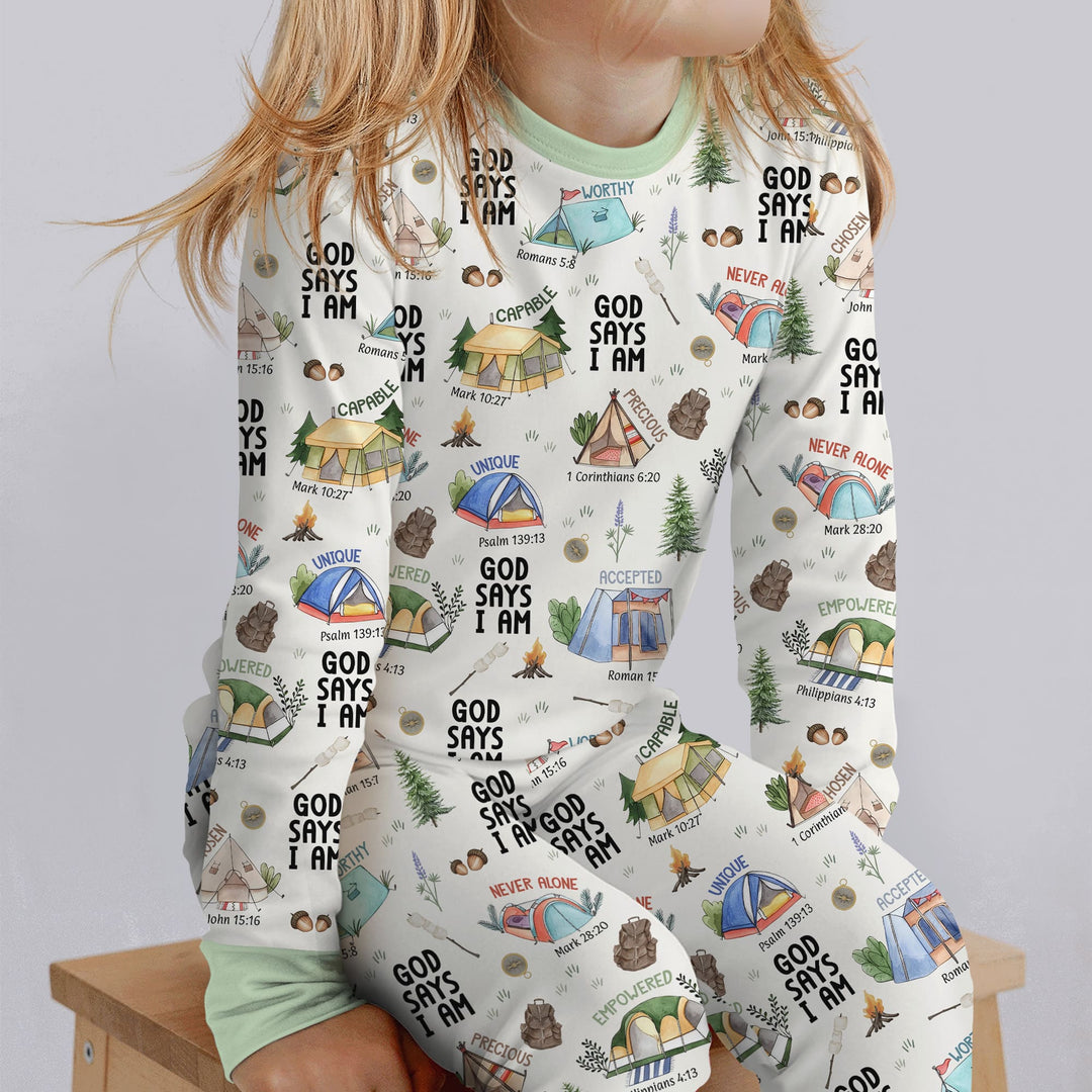 God Says I Am – Adventure Affirmations Two Piece Long Sleeve Pajama Set