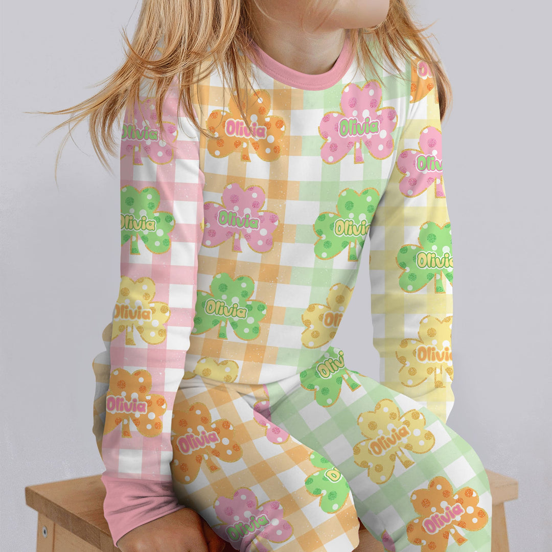 Lucky Shamrock Two Piece Long Sleeve Pajama Set