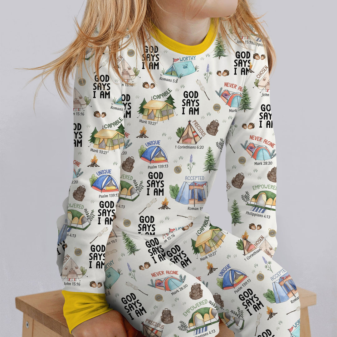 God Says I Am – Adventure Affirmations Two Piece Long Sleeve Pajama Set