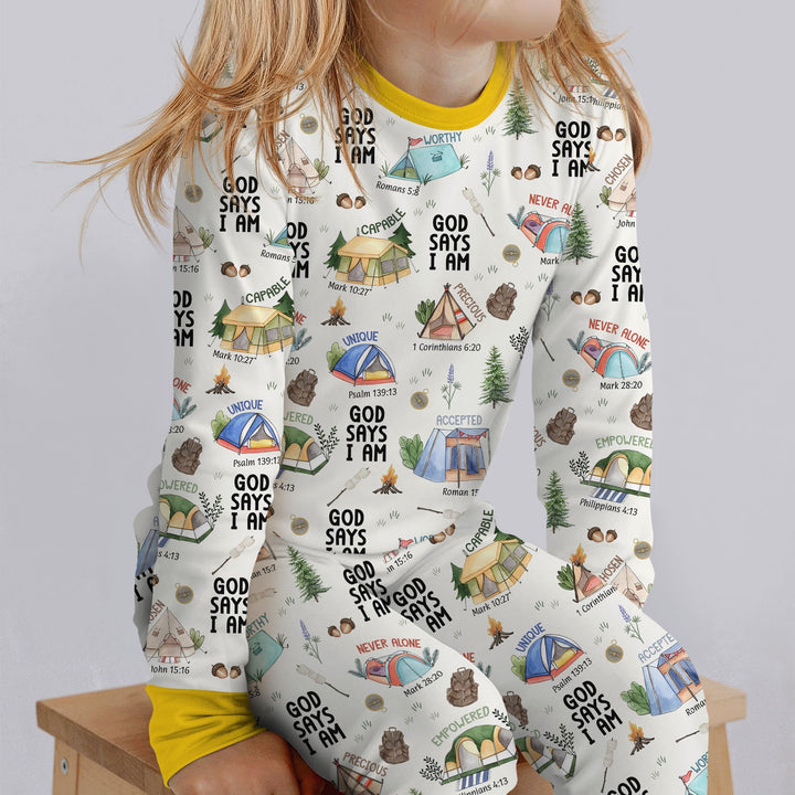 God Says I Am – Adventure Affirmations Two Piece Long Sleeve Pajama Set