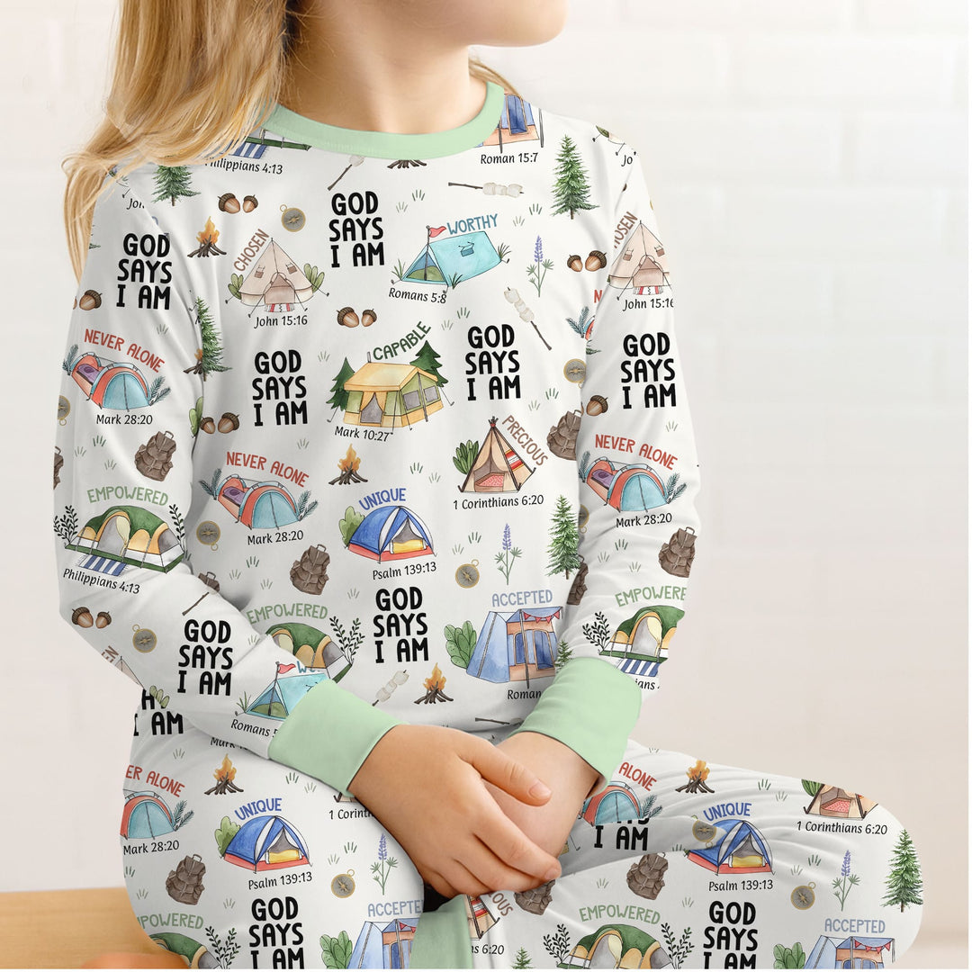 God Says I Am – Adventure Affirmations Two Piece Long Sleeve Pajama Set