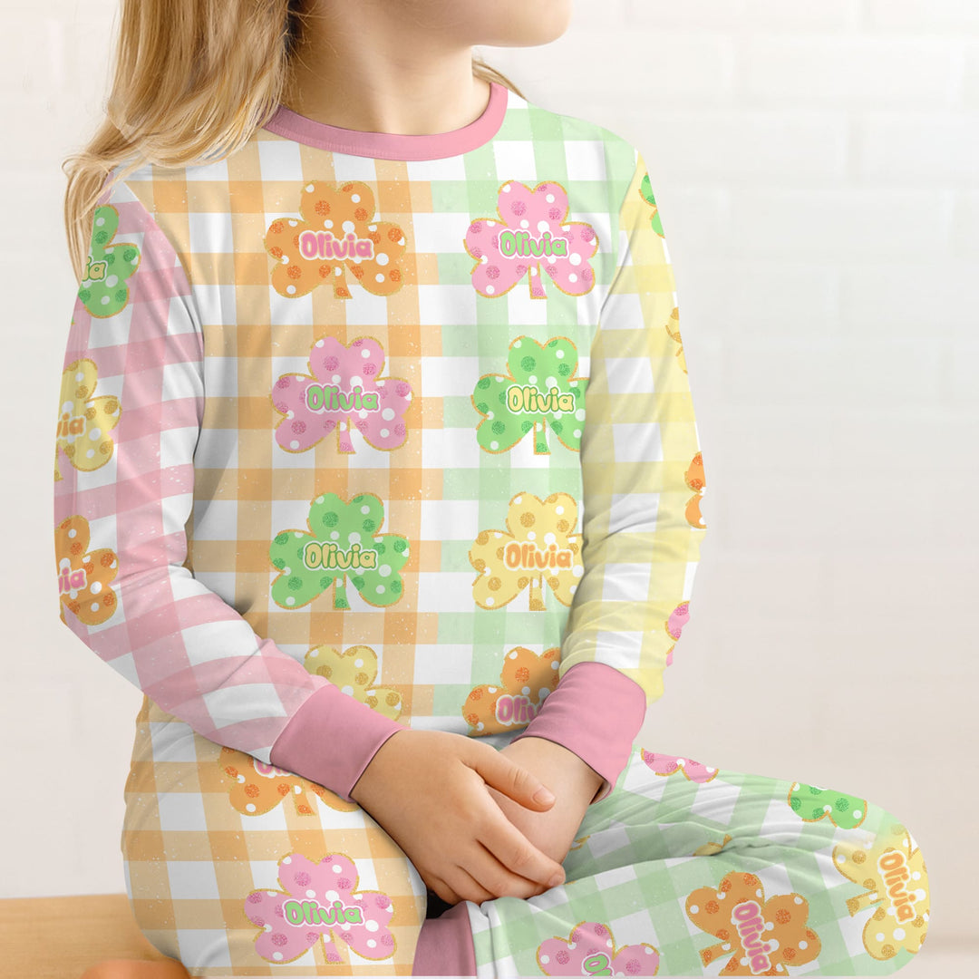 Lucky Shamrock Two Piece Long Sleeve Pajama Set