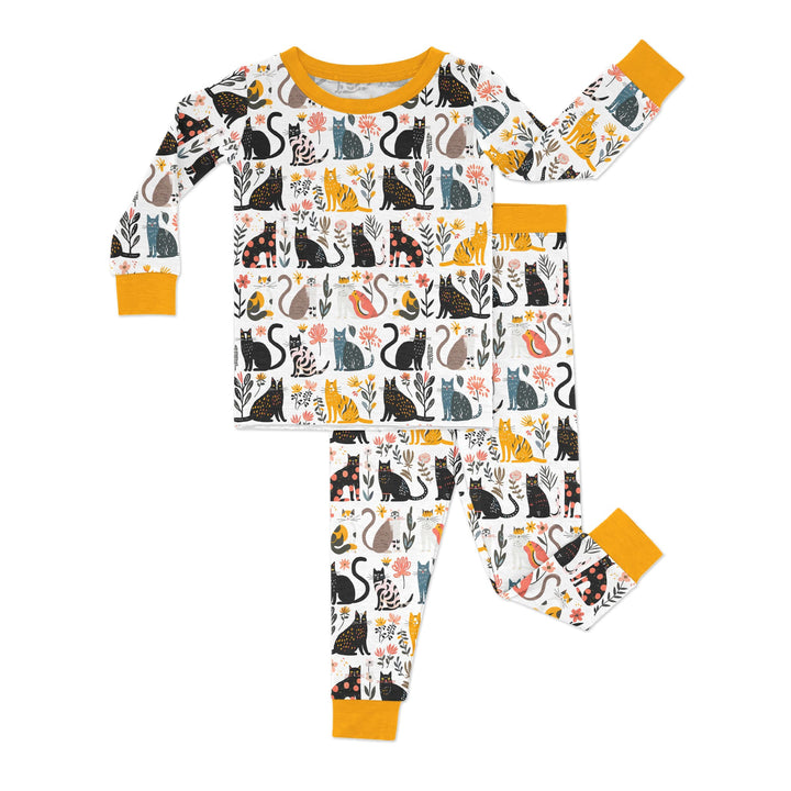 Botanical Cats Two Piece Long Sleeve Pajama Set