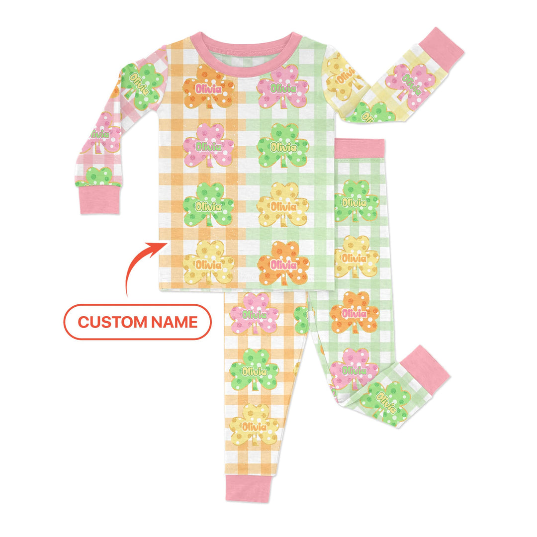 Lucky Shamrock Two Piece Long Sleeve Pajama Set