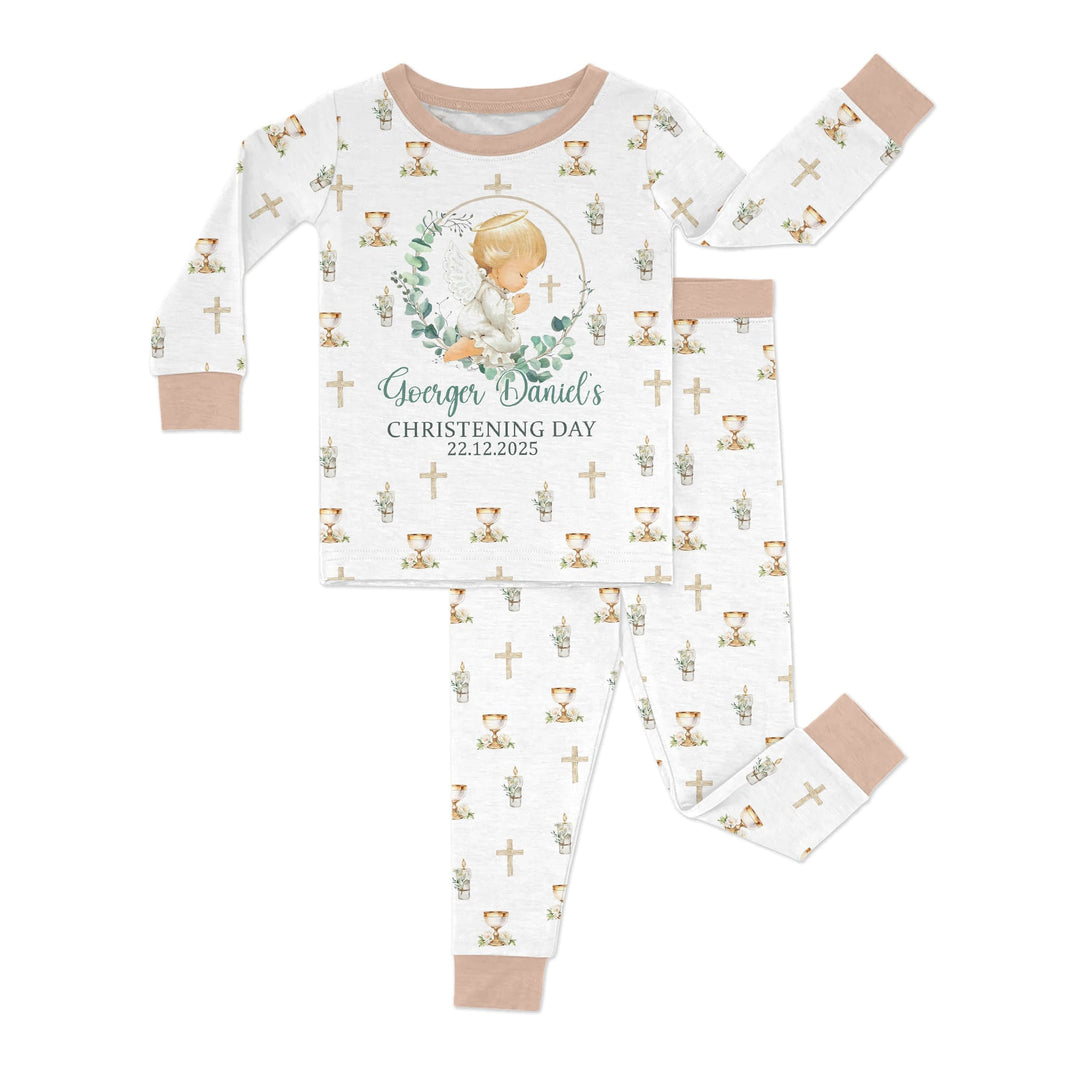 First Christening Day Custom Name Two Piece Long Sleeve Pajama Set