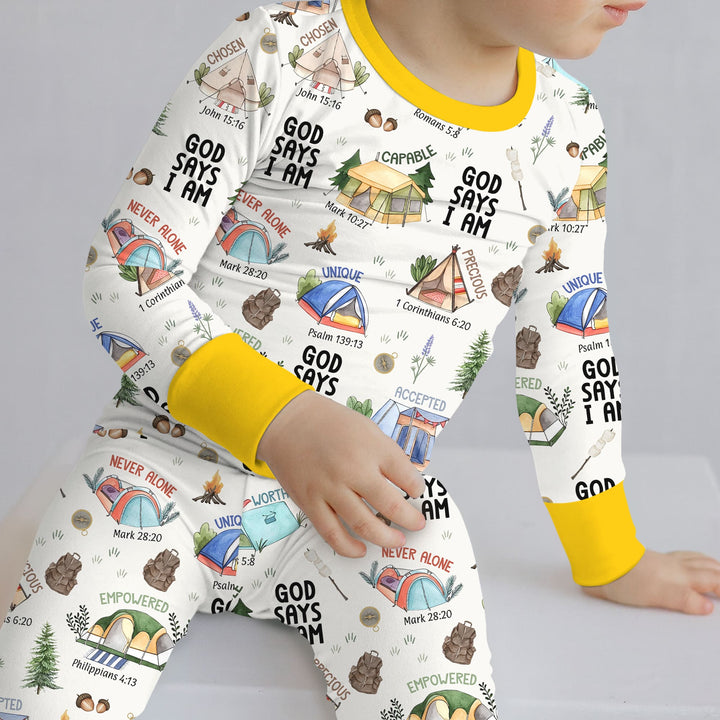 God Says I Am – Adventure Affirmations Two Piece Long Sleeve Pajama Set