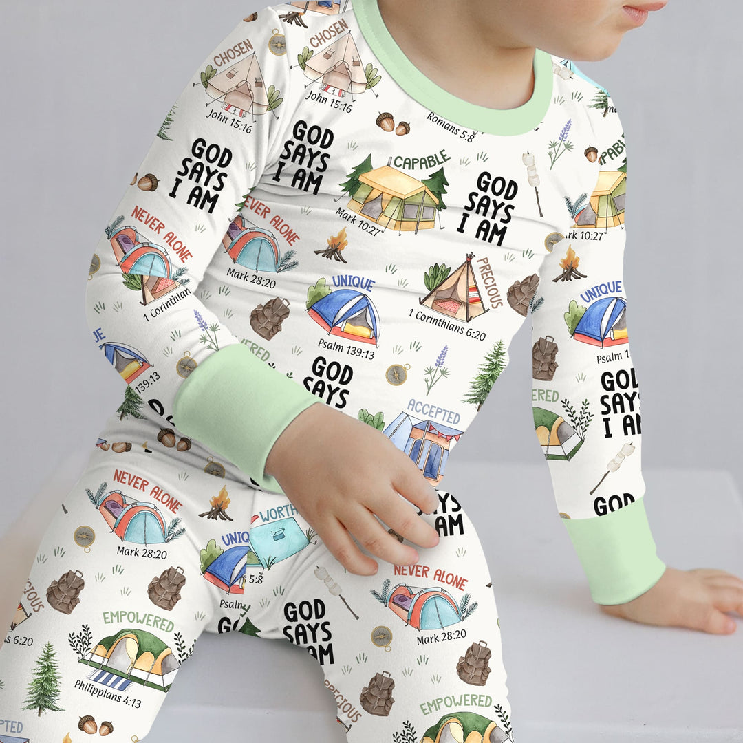 God Says I Am – Adventure Affirmations Two Piece Long Sleeve Pajama Set