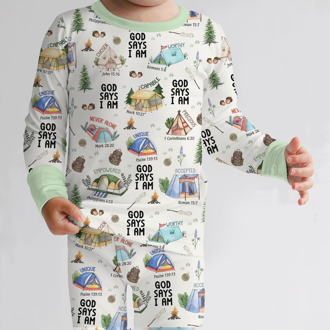 God Says I Am – Adventure Affirmations Two Piece Long Sleeve Pajama Set