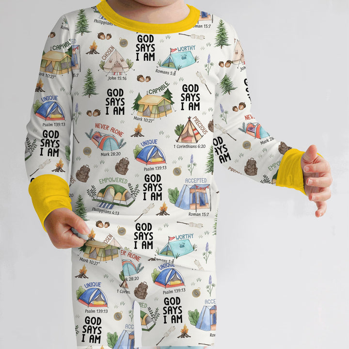 God Says I Am – Adventure Affirmations Two Piece Long Sleeve Pajama Set