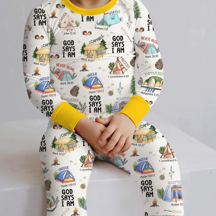 God Says I Am – Adventure Affirmations Two Piece Long Sleeve Pajama Set