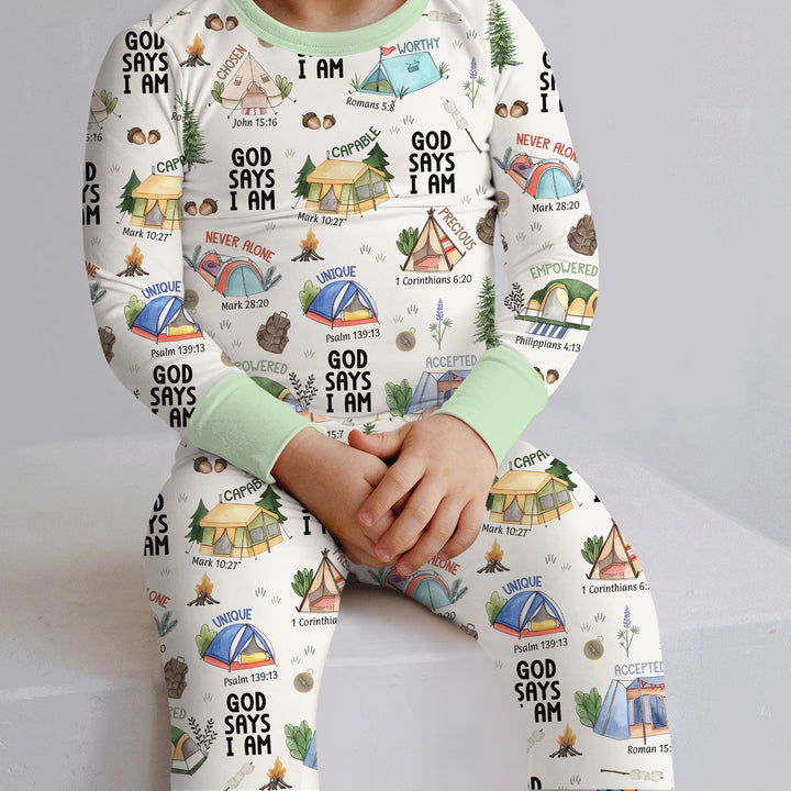God Says I Am – Adventure Affirmations Two Piece Long Sleeve Pajama Set