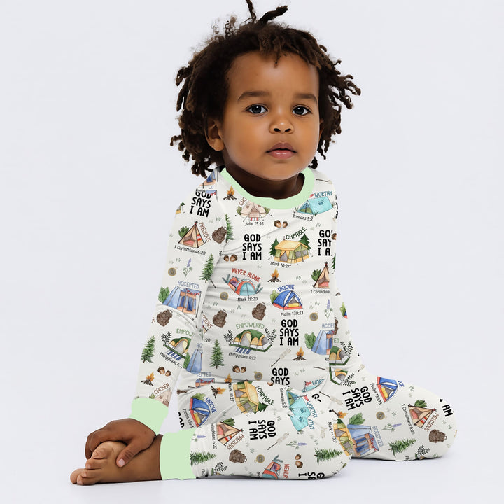 God Says I Am – Adventure Affirmations Two Piece Long Sleeve Pajama Set