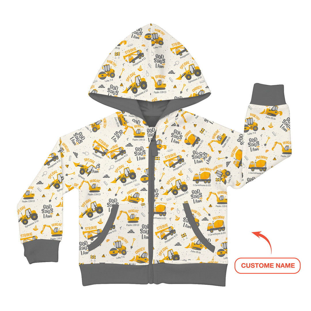 Custom Name God Says I Am Boy Zip Hoodie