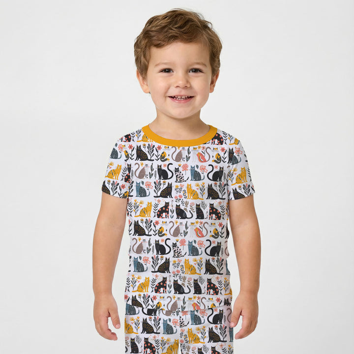 Botanical Cats Two Piece Short Sleeve Pajama Set