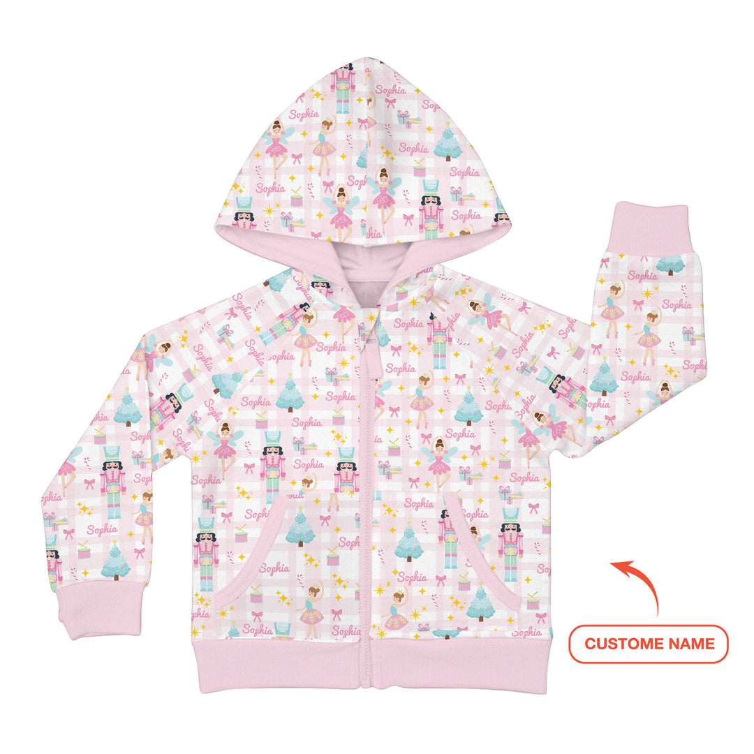 Nutcracker And Ballerinas Custom Name Zip Hoodie