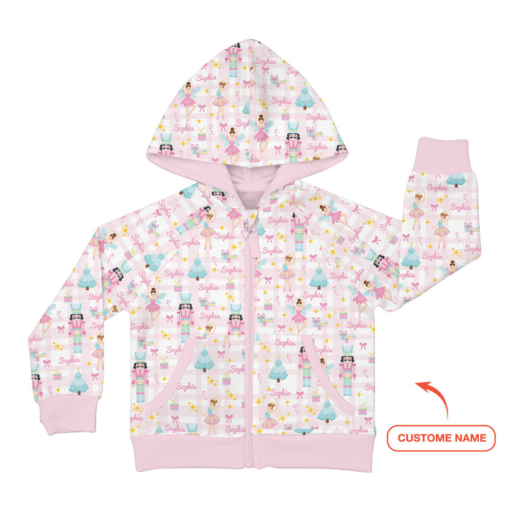 Nutcracker And Ballerinas Custom Name Zip Hoodie