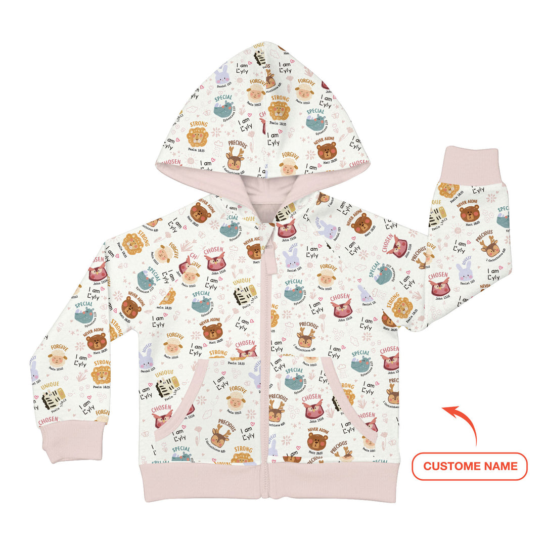 God’s Little Zoo Custom Name  Zip Hoodie