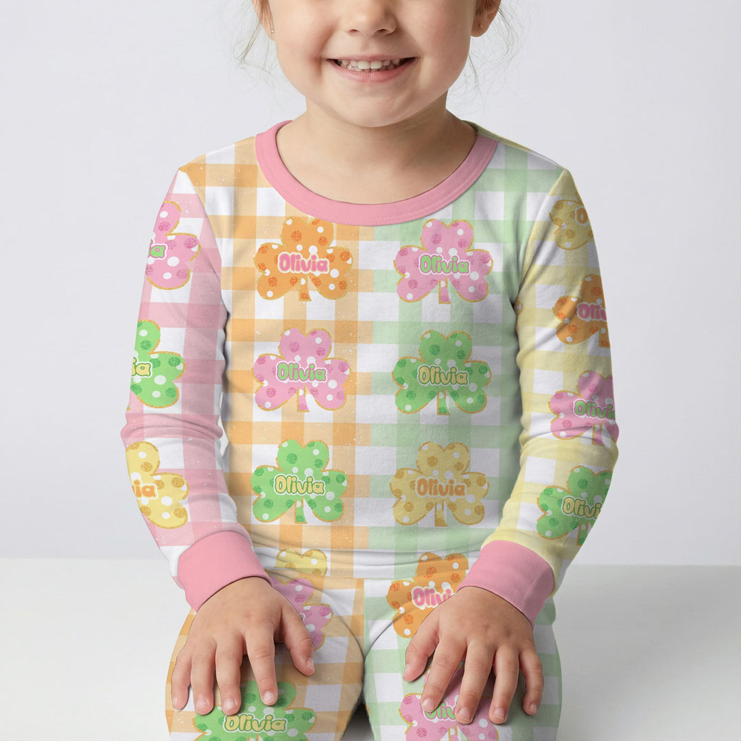 Lucky Shamrock Two Piece Long Sleeve Pajama Set