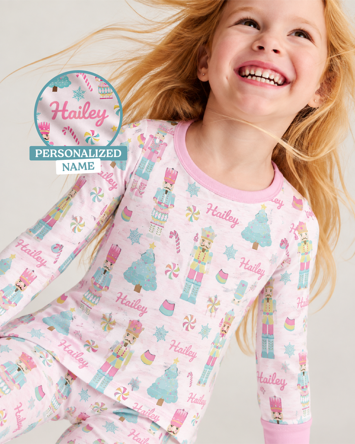 Nutcracker Parade Custom Name Girl Bamboo Two Piece Long Sleeve Pajama Set