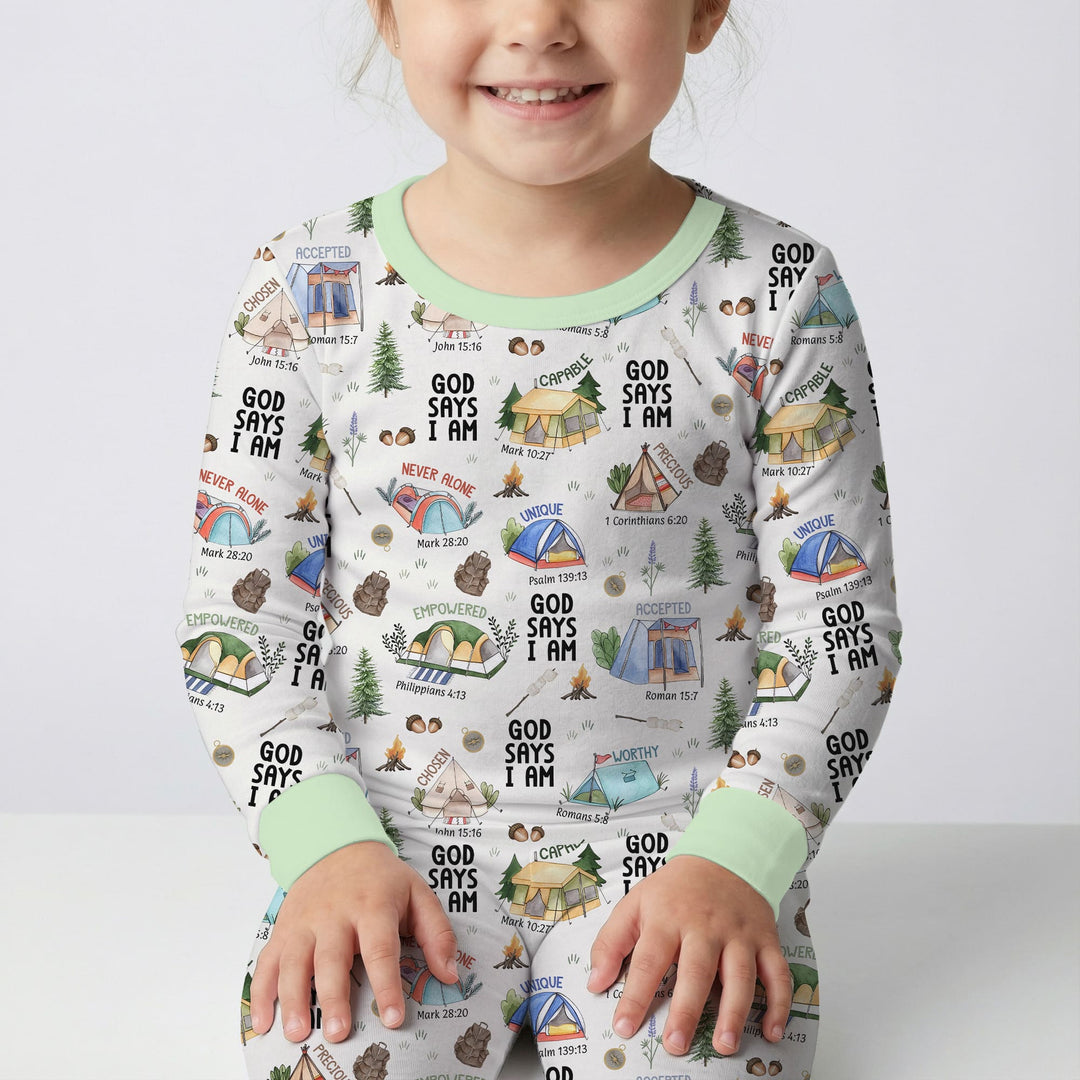 God Says I Am – Adventure Affirmations Two Piece Long Sleeve Pajama Set