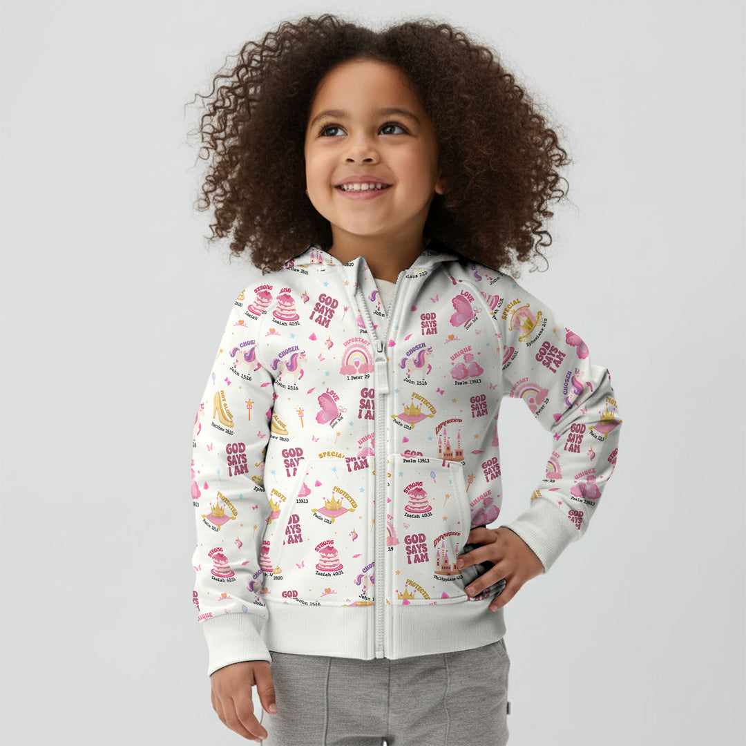 God Says I Am Girl Zip Hoodie