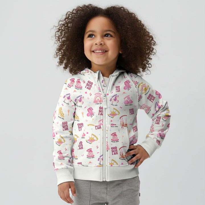 God Says I Am Girl Zip Hoodie