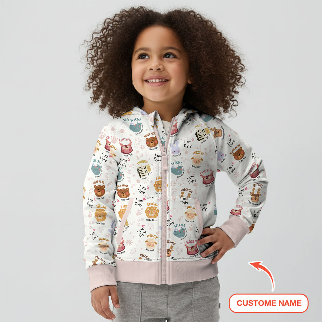 God’s Little Zoo Custom Name  Zip Hoodie