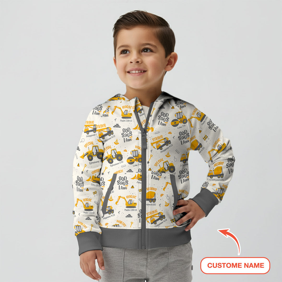 Custom Name God Says I Am Boy Zip Hoodie