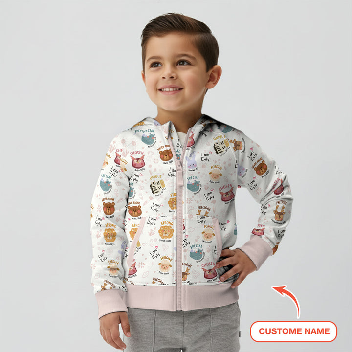 God’s Little Zoo Custom Name  Zip Hoodie