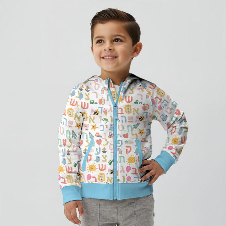 Hebrew Alphabet Zip Hoodie