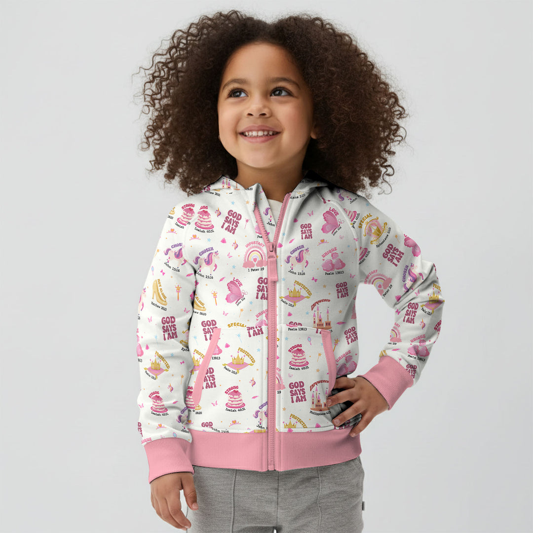 God Says I Am Girl Zip Hoodie