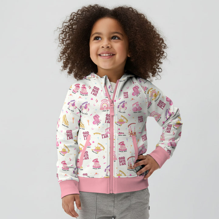 God Says I Am Girl Zip Hoodie