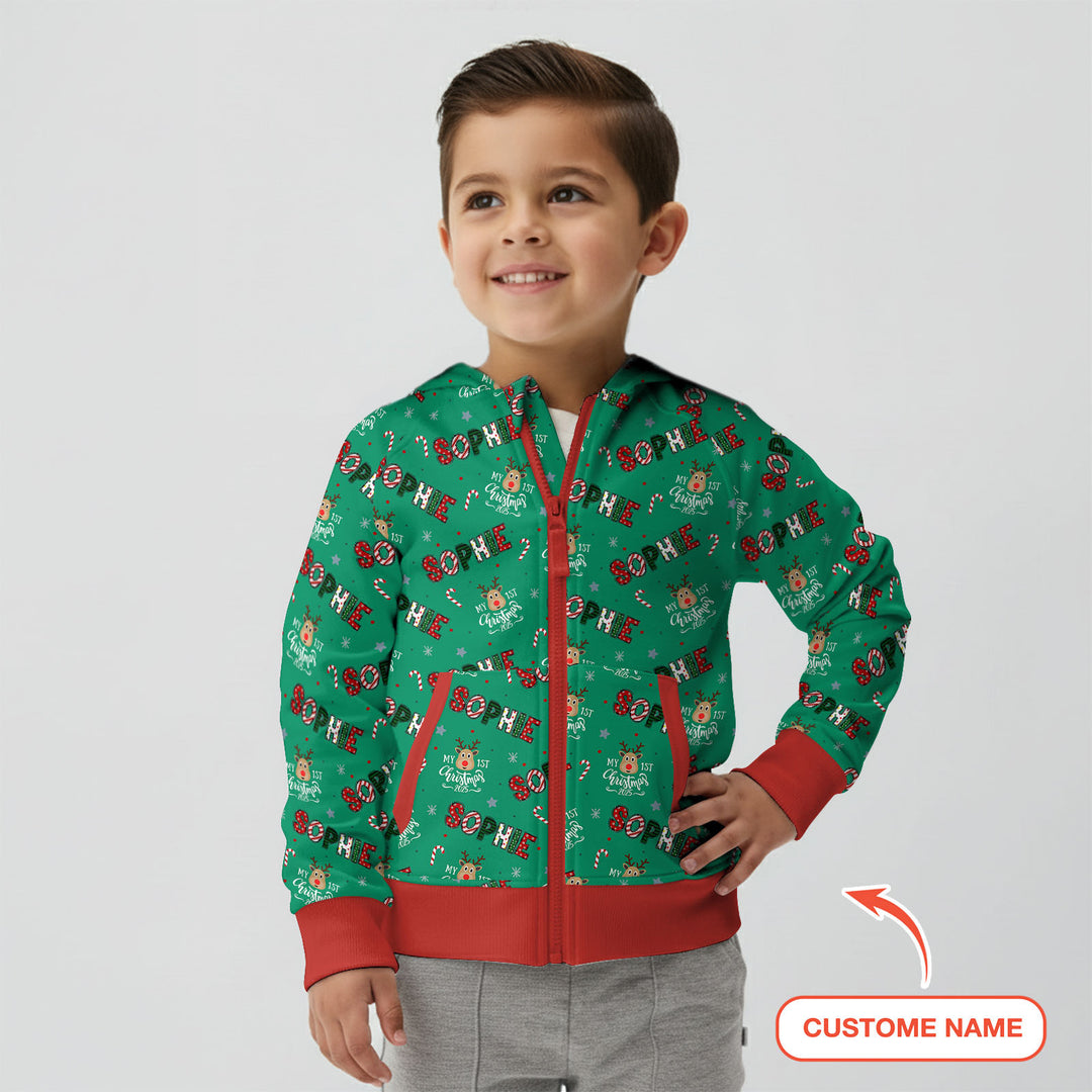 Custom Name "My First Christmas" Zip Hoodie