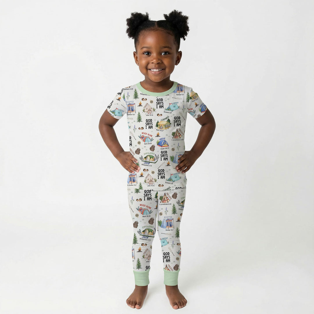 God Says I Am – Adventure Affirmations Two Piece Short Sleeve Pajama Set