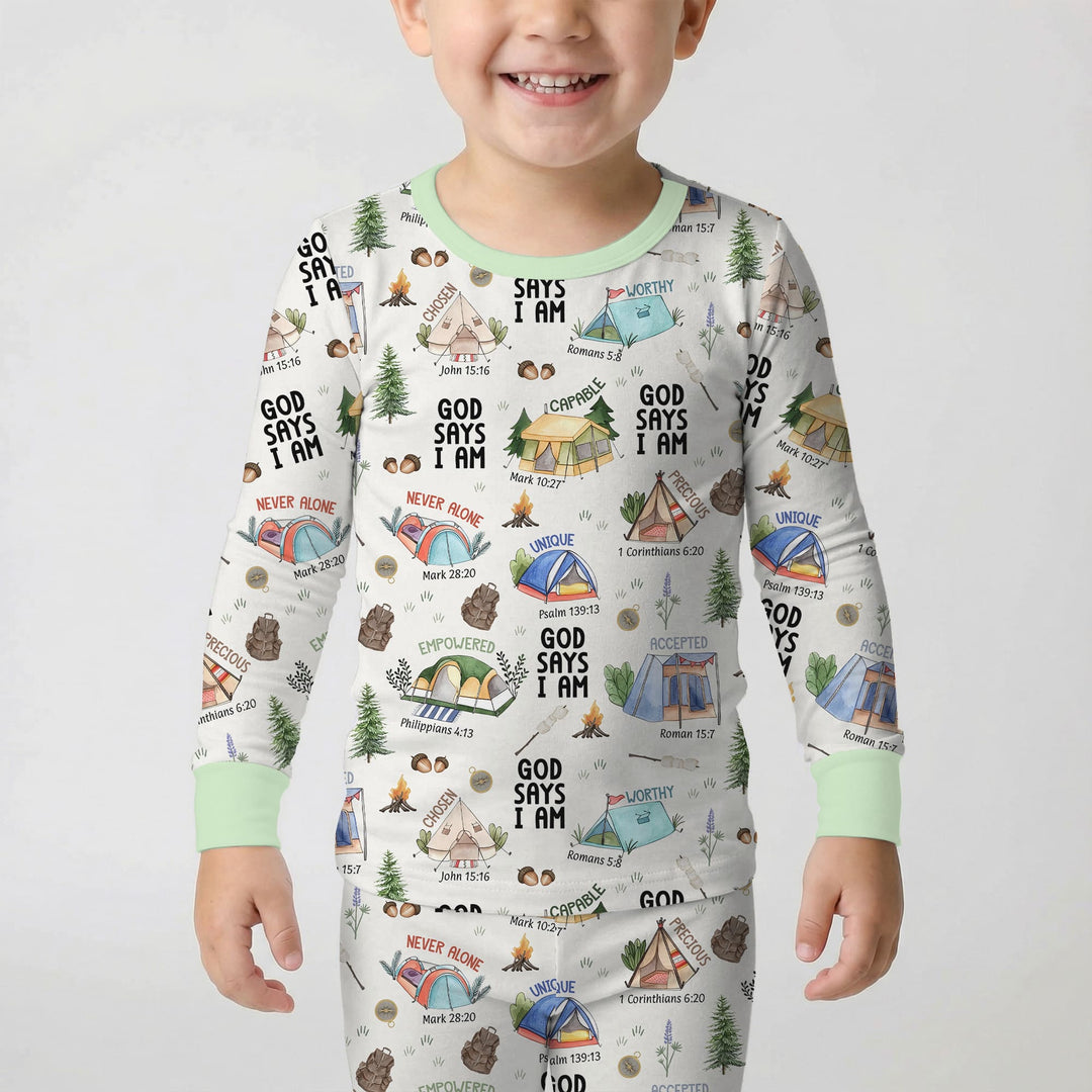 God Says I Am – Adventure Affirmations Two Piece Long Sleeve Pajama Set
