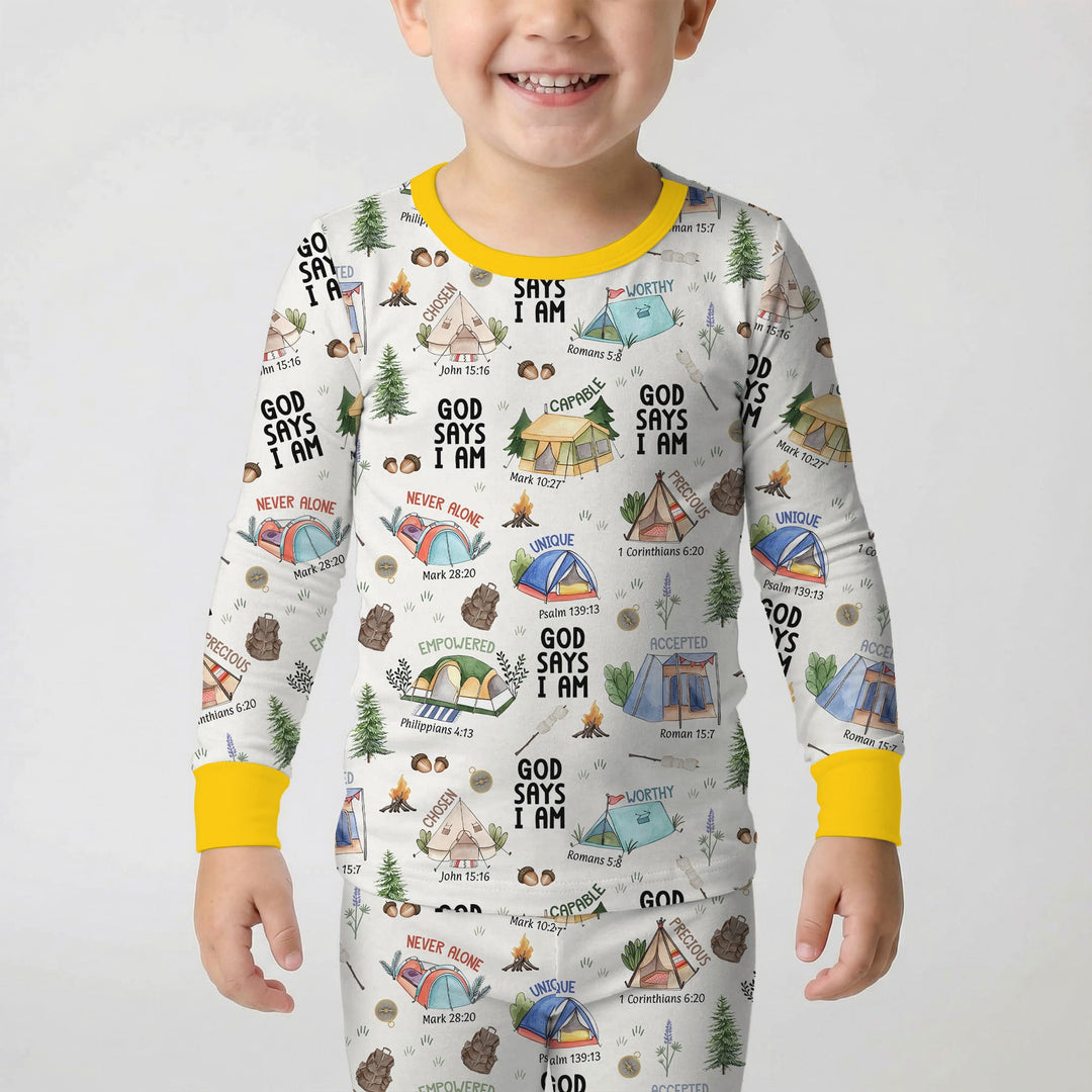 God Says I Am – Adventure Affirmations Two Piece Long Sleeve Pajama Set