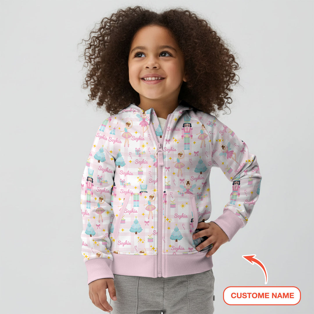 Nutcracker And Ballerinas Custom Name Zip Hoodie
