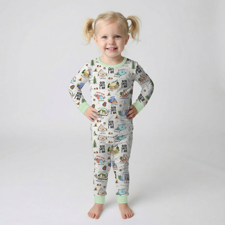God Says I Am – Adventure Affirmations Two Piece Long Sleeve Pajama Set
