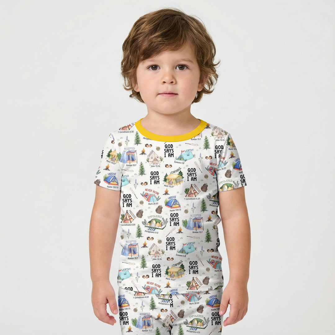 God Says I Am – Adventure Affirmations Short Sleeve Shorts Pajama Set