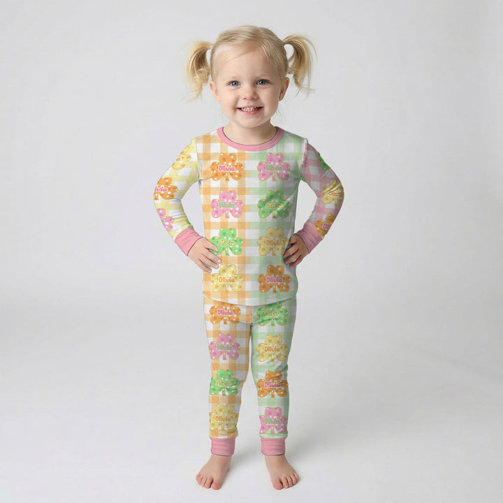 Lucky Shamrock Two Piece Long Sleeve Pajama Set