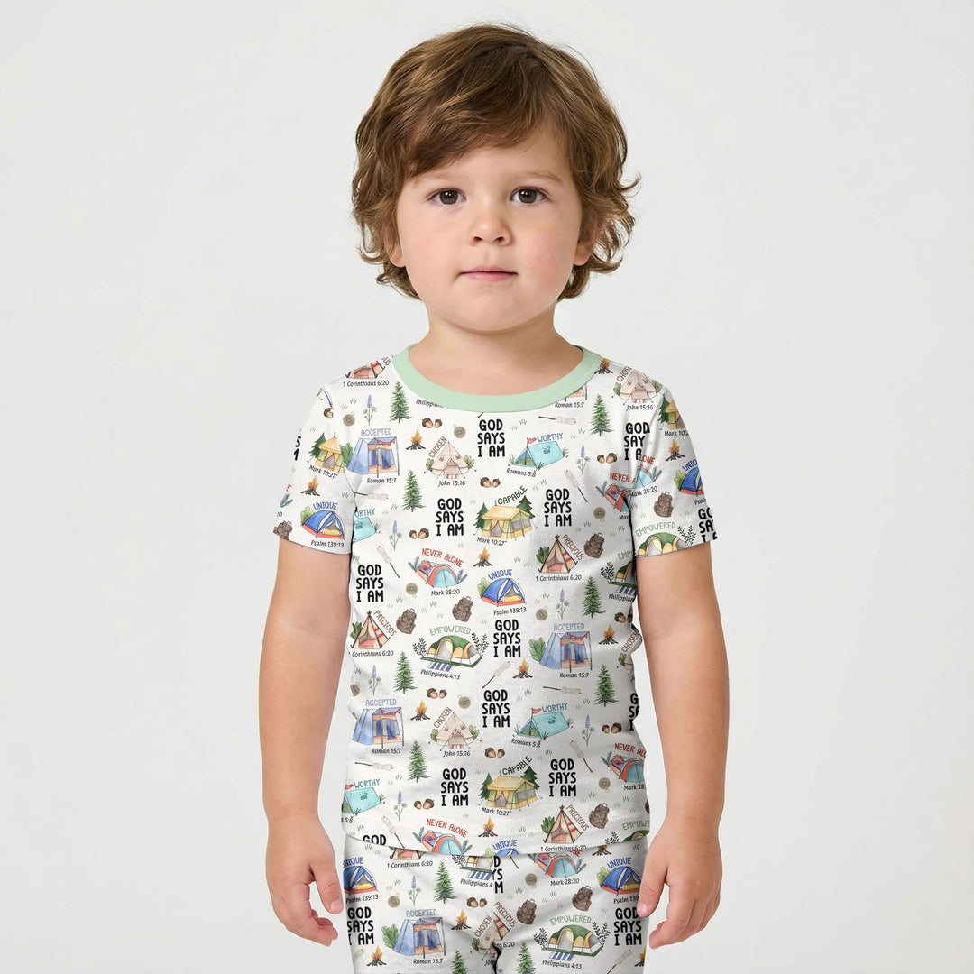 God Says I Am – Adventure Affirmations Short Sleeve Shorts Pajama Set