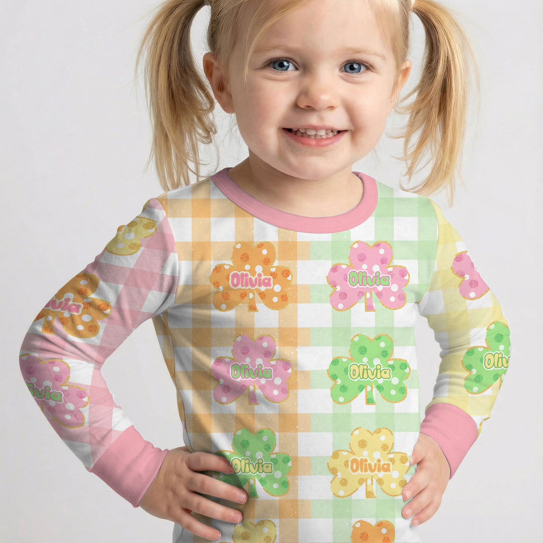 Lucky Shamrock Two Piece Long Sleeve Pajama Set