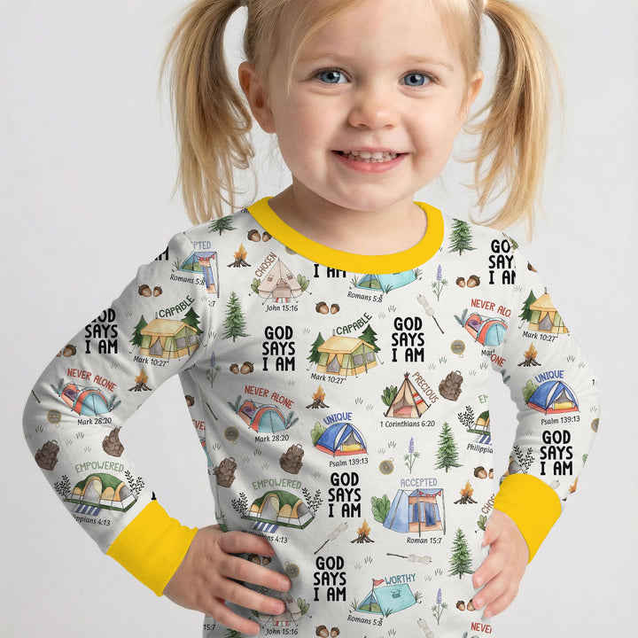 God Says I Am – Adventure Affirmations Two Piece Long Sleeve Pajama Set